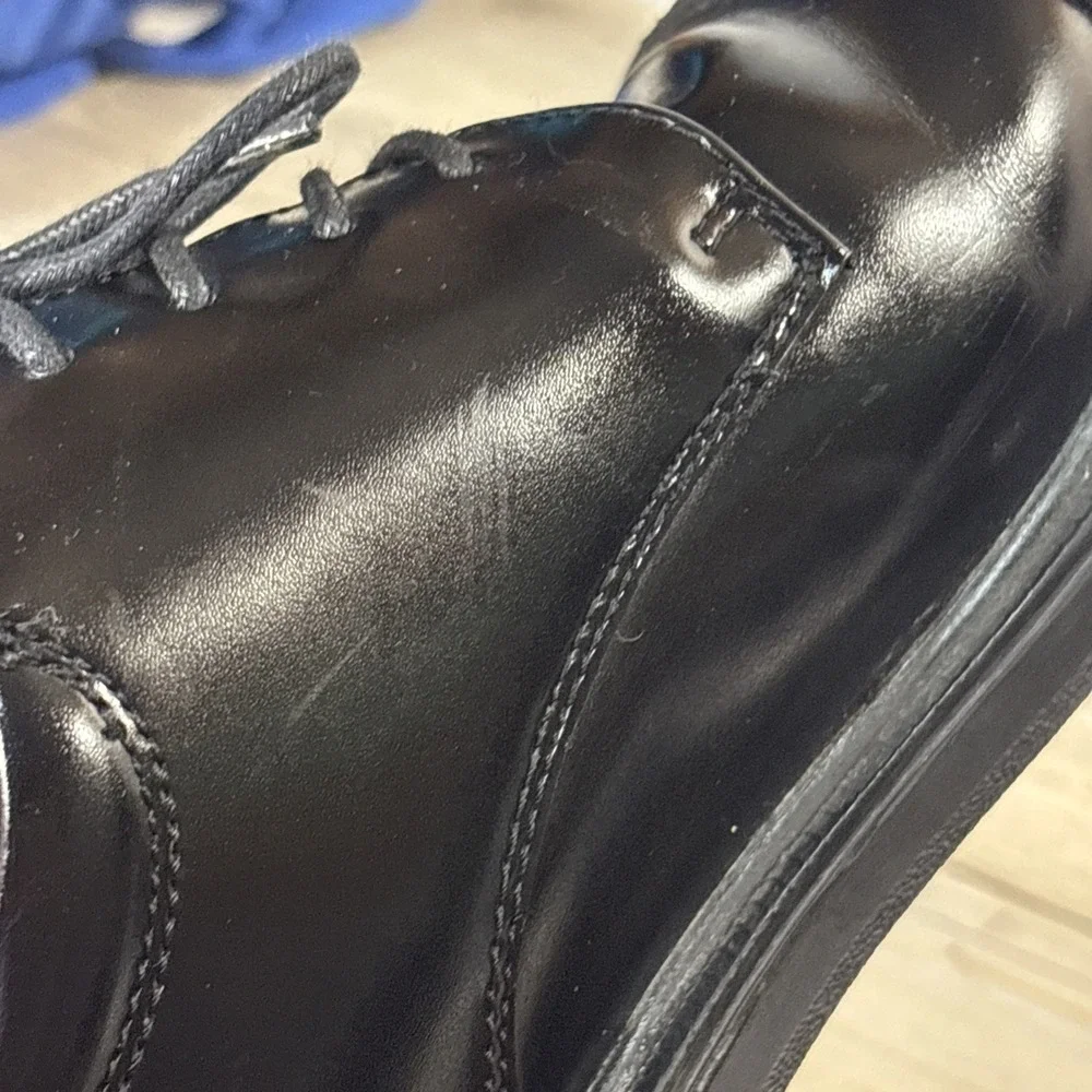 Mens 11.5 Nunn Bush Genuine Leather Kore Pro Cap Toe Oxford Black Slip Resistant